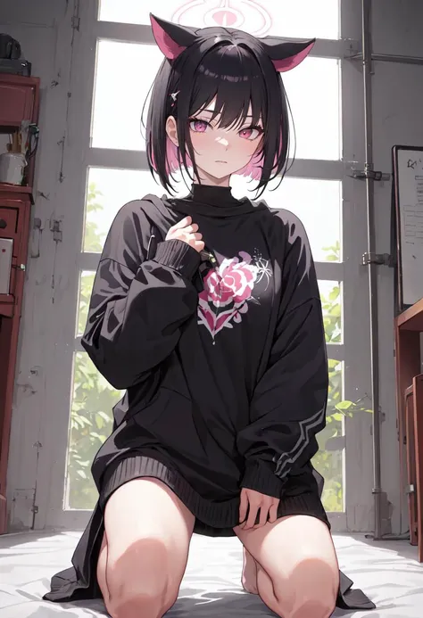 (safe:1.10), best quality, masterpiece, highres, solo, (kazusa_bluearchive:1.10), kneeling, kneeling on one knee, on one knee, cowboy shot, looking at viewer, 35 <lora:kazusa_bluearchive:0.80>