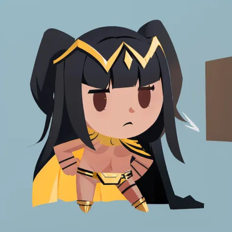masterpiece, best quality, <lora:style_helltakerchibi-000010:1> simple background, flat color, no lineart, chibi <lora:tharja-nvwls-v2:1> defTharja, tharjabodysuit, bodystocking, pelvic curtain, black cape