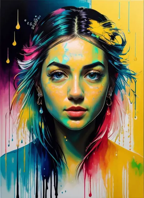 (masterpiece, best quality:1.1), pxint, (1girl:1.05) [natyport:anad:0.5], detailed eyes, portrait, beautiful, looking at viewer, droplets, Bitter lemon and Fulvous, sparkle, bubble, flowing, with a splash of paint, (abstract:0.8)  <lora:abstractPortraits_v1:0.85>