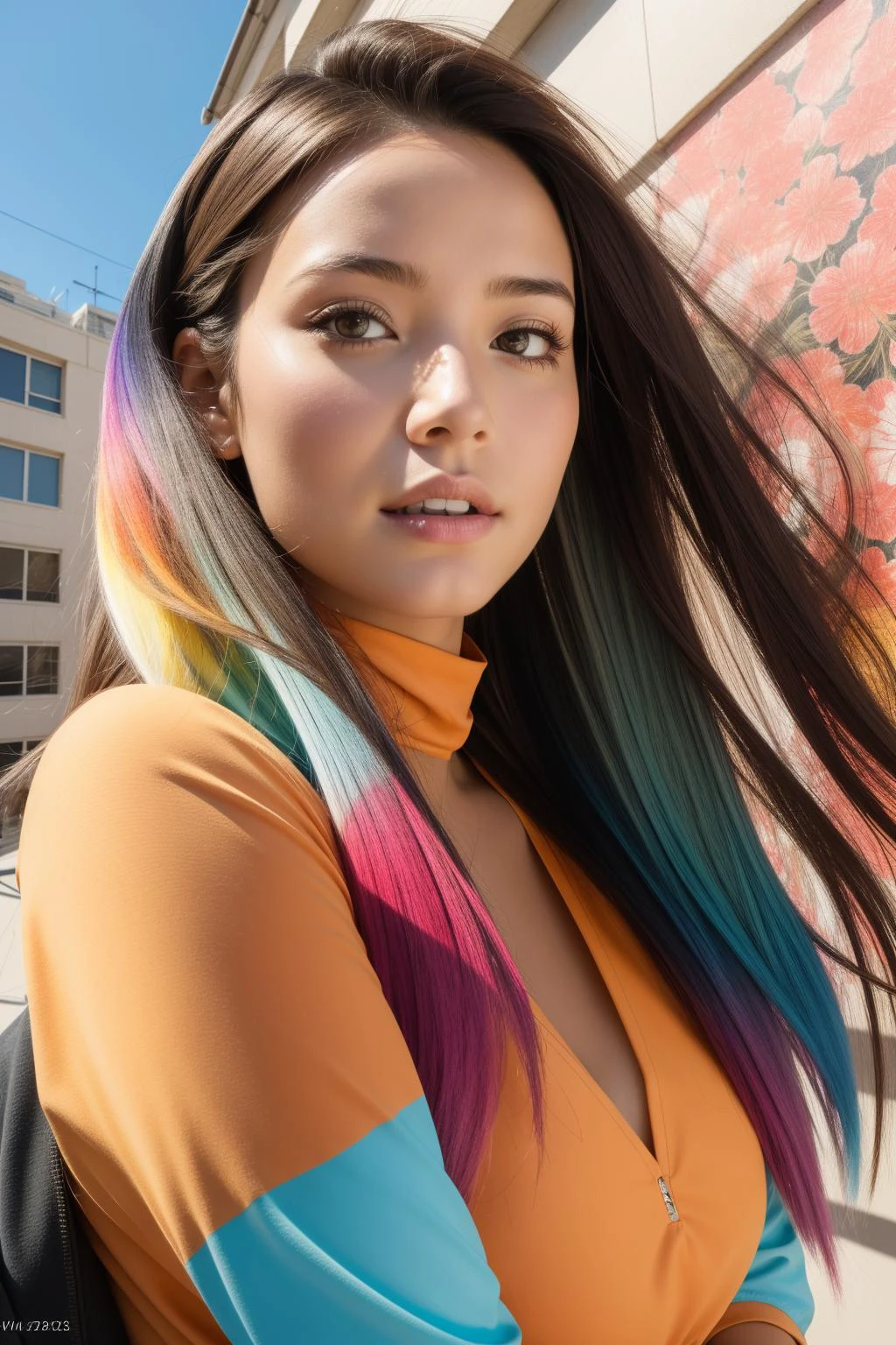 1girl, (portrait art designed by James Bullough:1.0) , streetart, professional On pale dark orange paper, insane details, Street level shot of a Striped Fresh ("The Expression of Miracles":1.3) , crowded lava pit and flowers, Sunny, Sharp and in focus, Energetic, Decora, Ethereal Lighting, F/8, Vibrant Color, Iridescent dust particles, expressive brush strokes, wallpaper, ultra high res