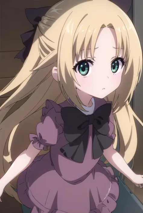 chizuruakaba, <lora:elise toudou s2-lora-nochekaiser:1>,
elise toudou, long hair, blonde hair, (parted bangs:1.5), (green eyes:1.3),
BREAK bow, hair bow, bowtie, dress, frills, puffy sleeves, purple dress, skirt,
BREAK indoors, classroom,
BREAK looking at viewer, (cowboy shot:1.5),
BREAK <lyco:GoodHands-beta2:1>, (masterpiece:1.2), best quality, high resolution, unity 8k wallpaper, (illustration:0.8), (beautiful detailed eyes:1.6), extremely detailed face, perfect lighting, extremely detailed CG, (perfect hands, perfect anatomy),