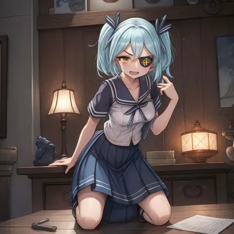 high quality, detailed face, anime, best quality, masterpiece, 4k, 8k, absurd resolution, cinematic lights, intricate detail, detailed hands, detailed eyes, animation, illustration, highly detailed, highres, extremely detailed, detailed background, perfect eyes, perfect face, <lora:neg4all_bdsqlsz_V3.5:1> , atmospheric lighting, looking at viewer, high definition, sharp focus, OverallDetail, 1girl, deep shadow, dimly lit, shade, medium breasts, posing for a picture, edgQuality, Illust-InstaFilter, Earth-QualityPos, Best_QualityPos, BodyPositive, prettify, hotify, animification, <lora:neg_bdsqlsz_V2:1>, pureerosface_v1, <lora:hyperdenoiser_v090:0.6>, <lora:hyperrefiner_v090:0.6>, <lora:LRL-006-000008:1>,1girl, twintails, blue hair, yellow eyes, blush, hair ribbon, medium hair, light blue hair, orange eyes, bangs, two side up, red axe, eyepatch, (full body shot), evil smile, open mouth, serafuku, striped legwear, (long skirt:1.3), <lora:smirkingmouth_v100:1>, <lora:smirkingeye_v100:1>, blue school uniform, Kneeling with hands on the ground, looking focused, Dancing <lora:MultipleGirlsGroup:1>, 3girls, group of girls, multple girls,