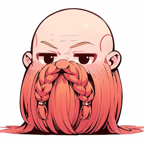 chibi emoji,<lora:exag:1> <lora:Harry_Dwarf_SD1.5:1>, Harry_Dwarf, Dwarf-life, flowing long red beard, braided moustache, bald, silver bangles, white background, looking at viewer, facing viewer, vtuber, neutral expression