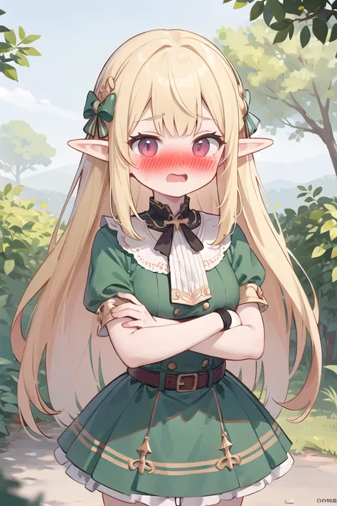 <lora:yudedako_v200:1>
insanely detailed, absurdres, ultra-highres, ultra-detailed, best quality,
1girl, solo, nice hands, perfect hands
BREAK
green dress, houndstooth pattern dress,
embarrased, shame, open mouth,
standing,crossed arms,
from front, cowboy shot, looking at viewer
BREAK
slender, kawaii, perfect symmetrical face, ultra cute girl, ultra cute face, ultra detailed eyes, ultra detailed hair, ultra cute, ultra beautiful,
BREAK
in forest
BREAK
elf girl, blonde hair, elf ear, pink eyes, large breasts, (cleavage:-1)