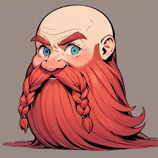 <lora:Harry_Dwarf_SD1.5:0.8> Harry_Dwarf, long flowing red beard, braided moustache, bald, forward facing, looking at viewer, flat shading, full body