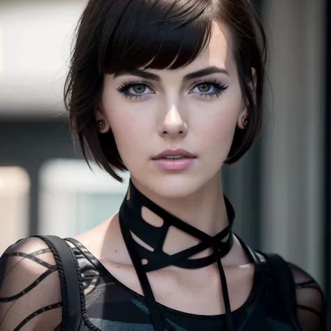 photo realistic, masterpiece, best quality, camillaB <lora:Camilla Belle:1> , black eyeliner, short hair with bangs, solo, looking at the camera, detailed skin, walking down runway, high end dress, photograph, high resolution, 8k, ray traced light, realistic, photo, depth of field