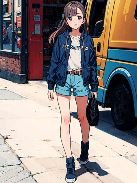 best quality, detailed background, girl, ,euro_street, random_wear, <lora:kobayakawaSaeIdolm_delta:1>