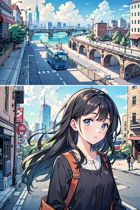 (masterpiece),(best quality), girl,((ultra-detailed)), (highly detailed CG illustration),(expressionless),cityscape