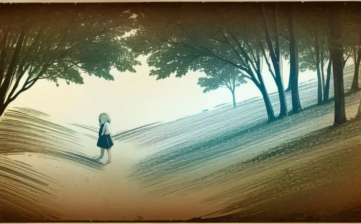 <lora:LONA04:1>,a girl in green cloack with blue eyes and red hair twintails standing in lustfull pose in a black and dark forest with fog and dusk,high-quality edges,pronounced lines,contrasting shadows,monochrome,