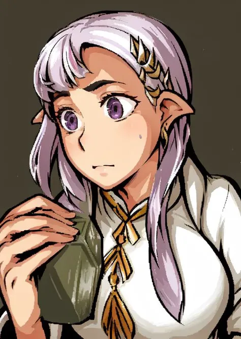 <lora:LONA05:1> a girl in white dress,closeup,magic,dragons,elves,castles,[by Donato Giancola , Ruan Jia , Kekai Kotaki , Magali Villeneuve , Even Mehl Amundsen],purple makeup,white eyelashes,big breasts,