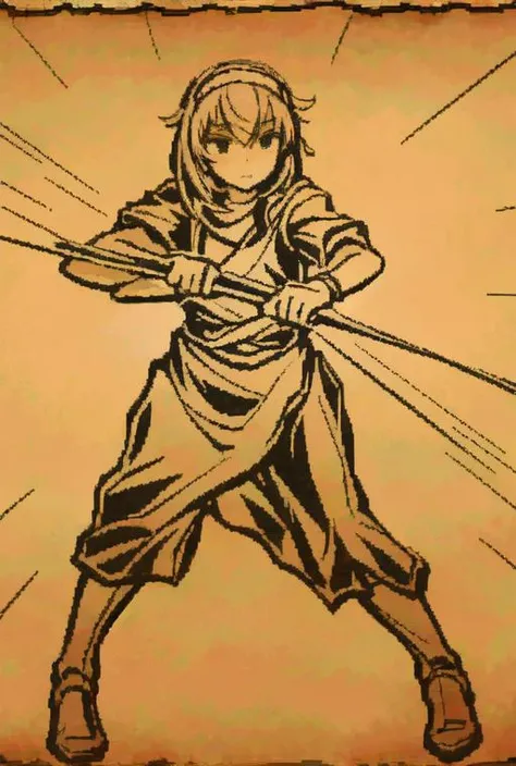 <lora:LONA06:1>a girl,fullbody,psycho,fighting,paper,2colors,