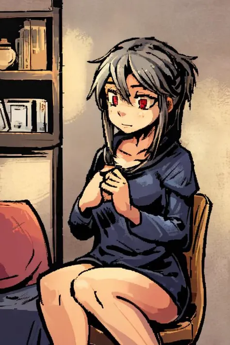 a girl in wooden room,medieaval,high quality,best quality,uhd,detailed image,open eyes,horse penis,<lora:LONA081:0.9>,red eyes, <lora:Flaccid Horse Penis:1>