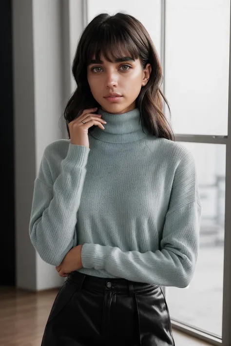 photo of a 0ER0_Elisha_Herbert, wearing a turtleneck sweater, beautiful, detailed skin texture, bokeh, RAW photo, 8k UHD, soft lighting, high quality, film grain, Fujifilm XT3, 16mm, color graded portra 400 film, remarkable color, remarkable detailed pupils