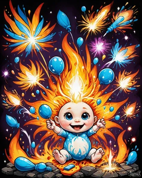 Serene 1980'S "Baby, you're a firework, come on, show 'em what you're worth.", <lora:Elemental_Graffiti-step00001500:1> art