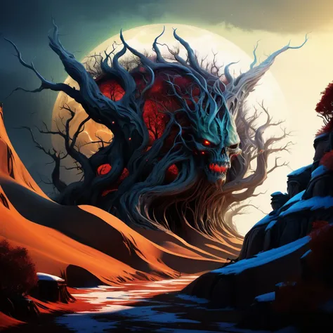 ((best quality)), ((masterpiece)), ((realistic,digital art)), (hyper detailed),DonMD3m0nV31nsXL,bio organic demonic veins, Celestial Landscape Dune,Tundra, <lora:DonMD3m0nV31nsXL_v1.1-000009:0.85>