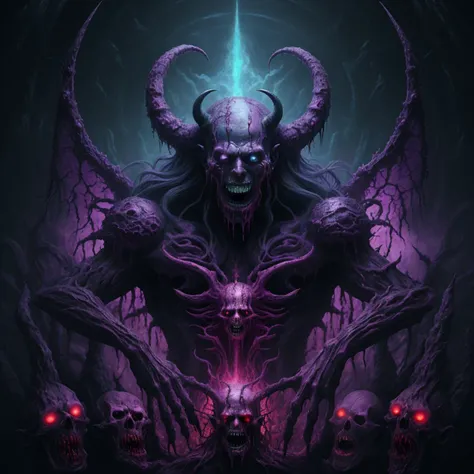 masterpiece, 8k, absurdres, best quality, kawaii theme, colourful, a depiction of heaven, inspired by h.p lovecraft, large demonic being in the form of a human, set in hell, (no humans:1.8), (horrific horror:1.4),