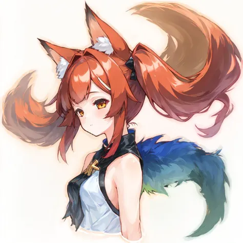 (1girl:1.5), solo, miho_face, miho_hairstyle, miho_body, miho_ears, miho_tail, red hair, <lora:mihov1-000002:1>