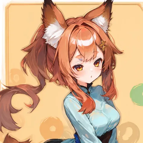 (1girl:1.5), solo, miho_face, miho_hairstyle, miho_body, miho_ears, miho_tail, red hair, <lora:mihov1-000002:1>