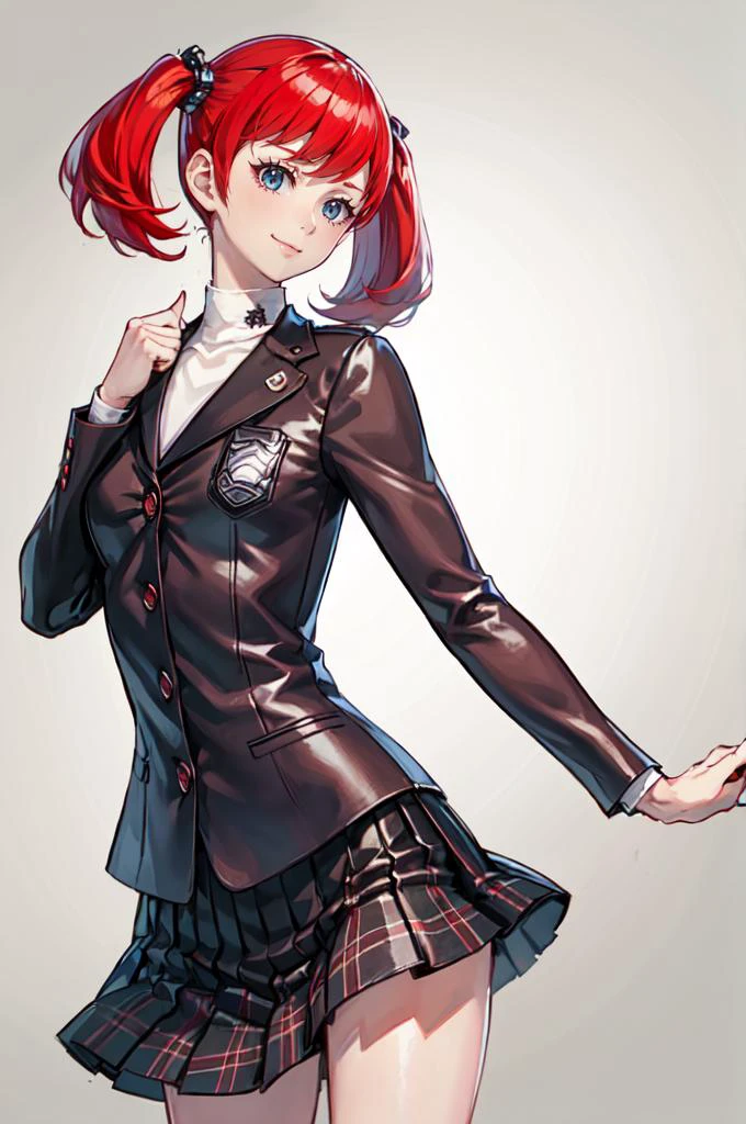 smile, cowboy shot, <lora:diginokia-nvwls-v1:0.8> digiNokia, twintails, <lora:ShuujinAcademySchoolUniform:0.9> GirlUniform, shuujin academy school uniform, black jacket, plaid skirt,, absurdres, ultra detailed, masterpiece, best quality, aesthetic, detailed,