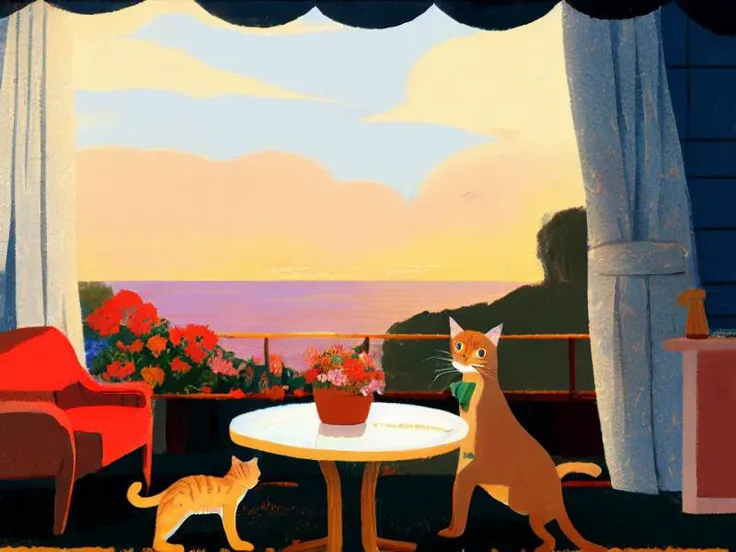 venice,rooftop,dome,architecture, outdoor, cat,sunny day, road, white clouds, distant view, depth of field,chair, table, curtains, couch, door, lamp, flower_pot, room2
<lora:Texture illustration_20230709102900:0.85>