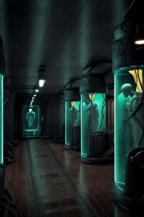 room with rows of clone-tube with humans inside <lora:clone-tube-v1-000008:1>