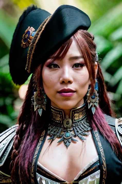 A stunning intricate full color portrait of kairiSa1, wearing a pirate caption outfit, epic character composition, by ilya kuvshinov, alessio albi, nina masic, sharp focus, natural lighting, subsurface scattering, f2, 35mm