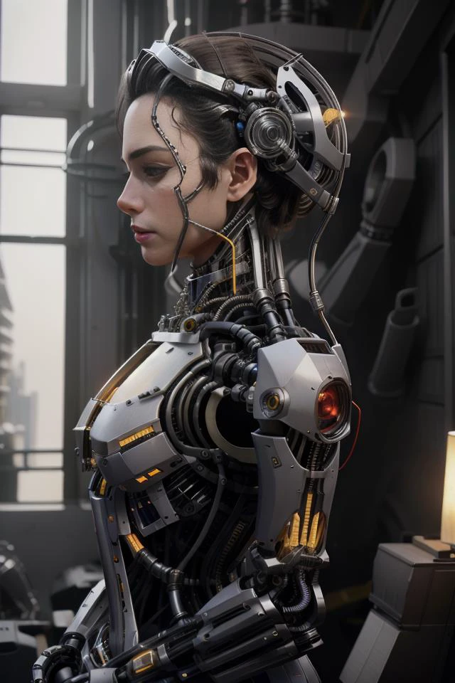 <lora:reelmech1v2:1> (reelmech:1.5),complex 3d render ultra detailed of a beautiful porcelain profile woman android face, cyborg, robotic parts, 150 mm, beautiful studio soft light, rim light, vibrant details, luxurious cyberpunk, lace, hyperrealistic, anatomical, facial muscles, cable electric wires, microchip, elegant, beautiful background, octane render, H. R. Giger style, 8k, best quality, masterpiece, illustration, an extremely delicate and beautiful, extremely detailed ,CG ,unity ,wallpaper, (realistic, photo-realistic:1.37),Amazing, finely detail, masterpiece,best quality,official art, extremely detailed CG unity 8k wallpaper, absurdres, incredibly absurdres, robot, silver halmet, full body, sitting BREAK
<lora:Shubble:1>