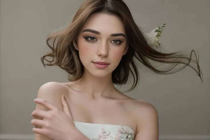 1girl,  medium breasts, 4k, beautiful,  looking at viewer, ((headshot)), BREAK
,white fabric nuisette, wedding dress, a woman wearing a nuisette, ((floral embroidery)), silver tiara, flowers dress focus,woman wearing a nuisette_dress, BREAK
medium hair,((brunette hair)),  ((pale skin, fair skin, white skin)), BREAK
((slim body)), ((makeup)), cute expression, long straight hair, BREAK
<lora:SG:1>