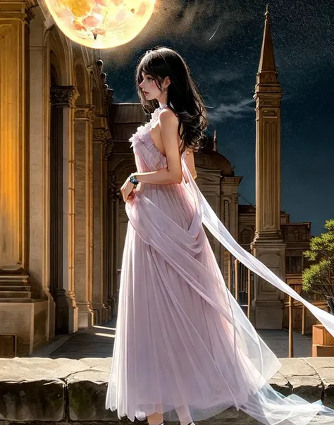 (1girl),dress,jewelry,masterpiece,ultra realistic,32k,extremely detailed CG unity 8k wallpaper,best quality, fairy dress, black hair, night, moon,
<lora:Fairy Dress:0.5>