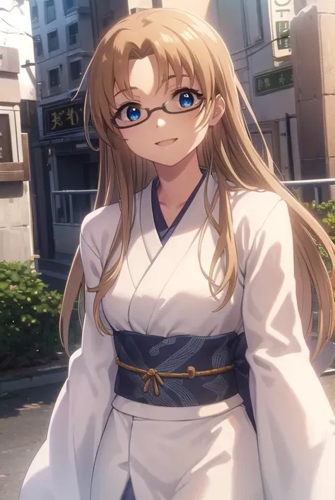 aimaimomoi, <lora:ai mai momoi s1-lora-nochekaiser:1>,
ai mai momoi, long hair, blue eyes, brown hair, glasses, (parted bangs:1.5), smile,
BREAK japanese clothes, kimono, white kimono,
BREAK outdoors,
BREAK looking at viewer, (cowboy shot:1.5)
BREAK <lyco:GoodHands-beta2:1>, (masterpiece:1.2), best quality, high resolution, unity 8k wallpaper, (illustration:0.8), (beautiful detailed eyes:1.6), extremely detailed face, perfect lighting, extremely detailed CG, (perfect hands, perfect anatomy),