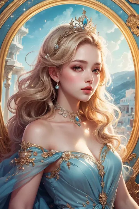 (best beautiful:1.2), (masterpiece:1.2), (best quality:1.2),(best beautiful:1.2), (masterpiece:1.2), (best quality:1.2), woman, beautiful dress ornate, mdjrny-v5, style portrait of a gorgeous blond female in the style of stefan kostic, half body shot, sharp focus, insanely detailed, intricate, elegant, art by stanley lau and artgerm, extreme blur flames background, Princess girl with wing, Blue, Pastel, glitter, dramatic, dreamy, pastel, Watercolor, Whimsical, Delicate, seashell crown, Trending on Artstation, Highly detailed, Intricate, Portrait, digital painting, Fantasy theme, Fantasy robes, Fantasy concept art, Fantasy character art, Smug, Teenage girl, perfect body, full body, dreamy, pastel, Watercolor, Whimsical, Delicate, seashell crown, A woman, skin pale pores texture, hair blonde, photograph (Greece, Mythology:1,3) beauty in dress glass,Intricate Surface Detail, Sparkle Core, Dreamli,<lora:add_detail:0.3>, <lyco:GPTS4 dreamwave full_478773:0.5>