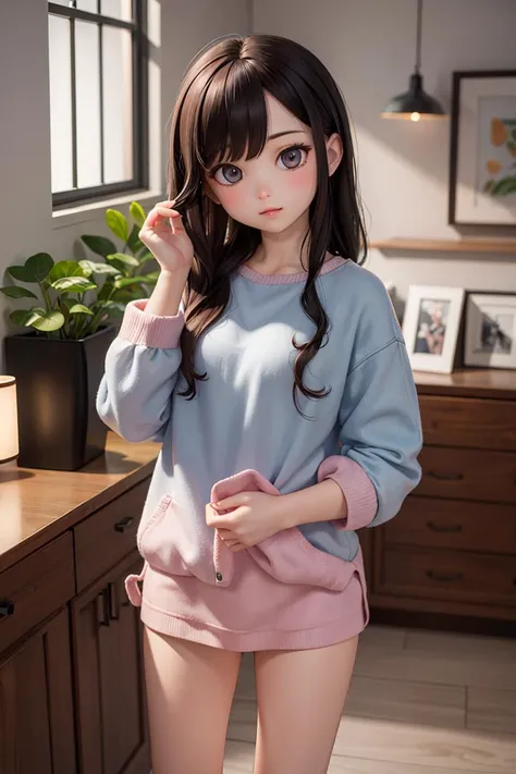 (masterpiece), best quality, high resolution, highly detailed, detailed background, perfect lighting, 1girl, casual, indoor, bedroom