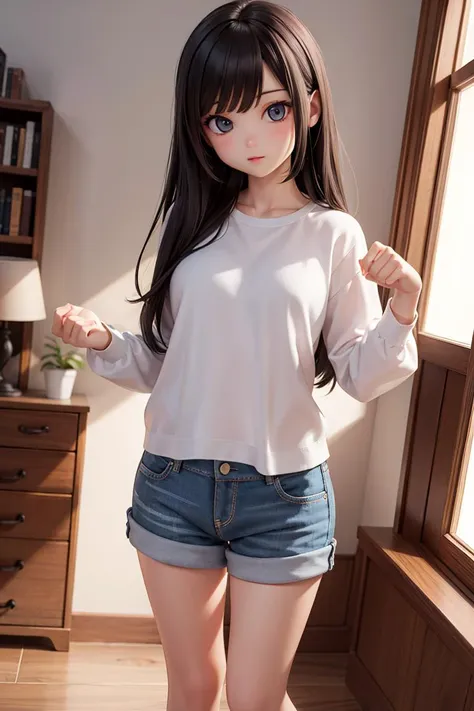 (masterpiece), best quality, high resolution, highly detailed, detailed background, perfect lighting, 1girl, casual, indoor, bedroom