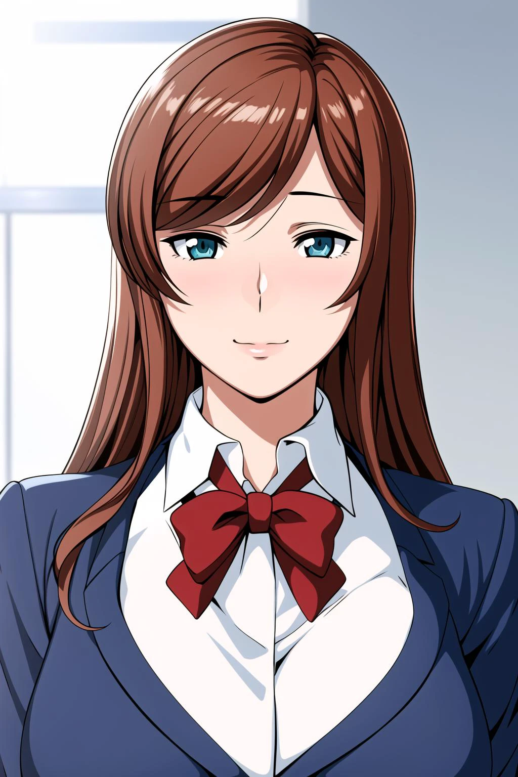 Simple White Background,
blue jacket, blue suit ,red bow tie,school uniform, white shirt,
<lora:Mirai_Kamiki_Try-KK77-V2:0.7>,
brown hair,Long hair,bangs,
<lora:Oda_Non_Style-KK77-V2:0.3>,<lora:more_details:0.1>,
1 girl, 20yo,Young female,Beautiful Finger,Beautiful long legs,Beautiful body,Beautiful Nose,Beautiful character design, perfect eyes, perfect face,expressive eyes,perfect balance,
looking at viewer,(Focus on her face),closed mouth, (innocent_big_eyes:1.0),(Light_Smile:0.3),
official art,extremely detailed CG unity 8k wallpaper, perfect lighting,Colorful, Bright_Front_face_Lighting,White skin,
(masterpiece:1.0),(best_quality:1.0), ultra high res,4K,ultra-detailed,
photography, 8K, HDR, highres, absurdres:1.2, Kodak portra 400, film grain, blurry background, bokeh:1.2, lens flare, (vibrant_color:1.2),professional photograph,
(Beautiful,large_Breasts:1.4), (beautiful_face:1.5),(narrow_waist),