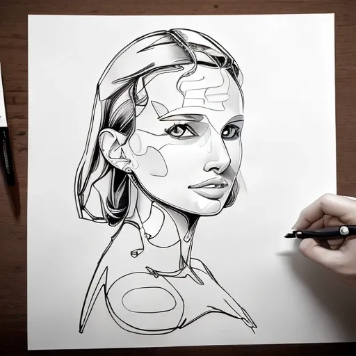 SingleLineArt style drawing of Natalie Portman <lora:SingleLineArt-LORA:1>