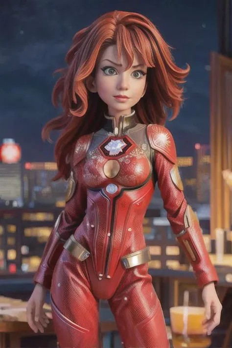 a woman, (wearing red irongirl_suit made_of_fractals:0.5),(fractalized, fractal_body:1.3),
good hand,4k, high-res, masterpiece, best quality, head:1.3,((Hasselblad photography)), finely detailed skin, sharp focus, (cinematic lighting), night, soft lighting, dynamic angle, (detailed face without mask:1.2),(((city environment))), <lyco:irongirl_fractals_suit-10:0.35> <lora:lachina:1>