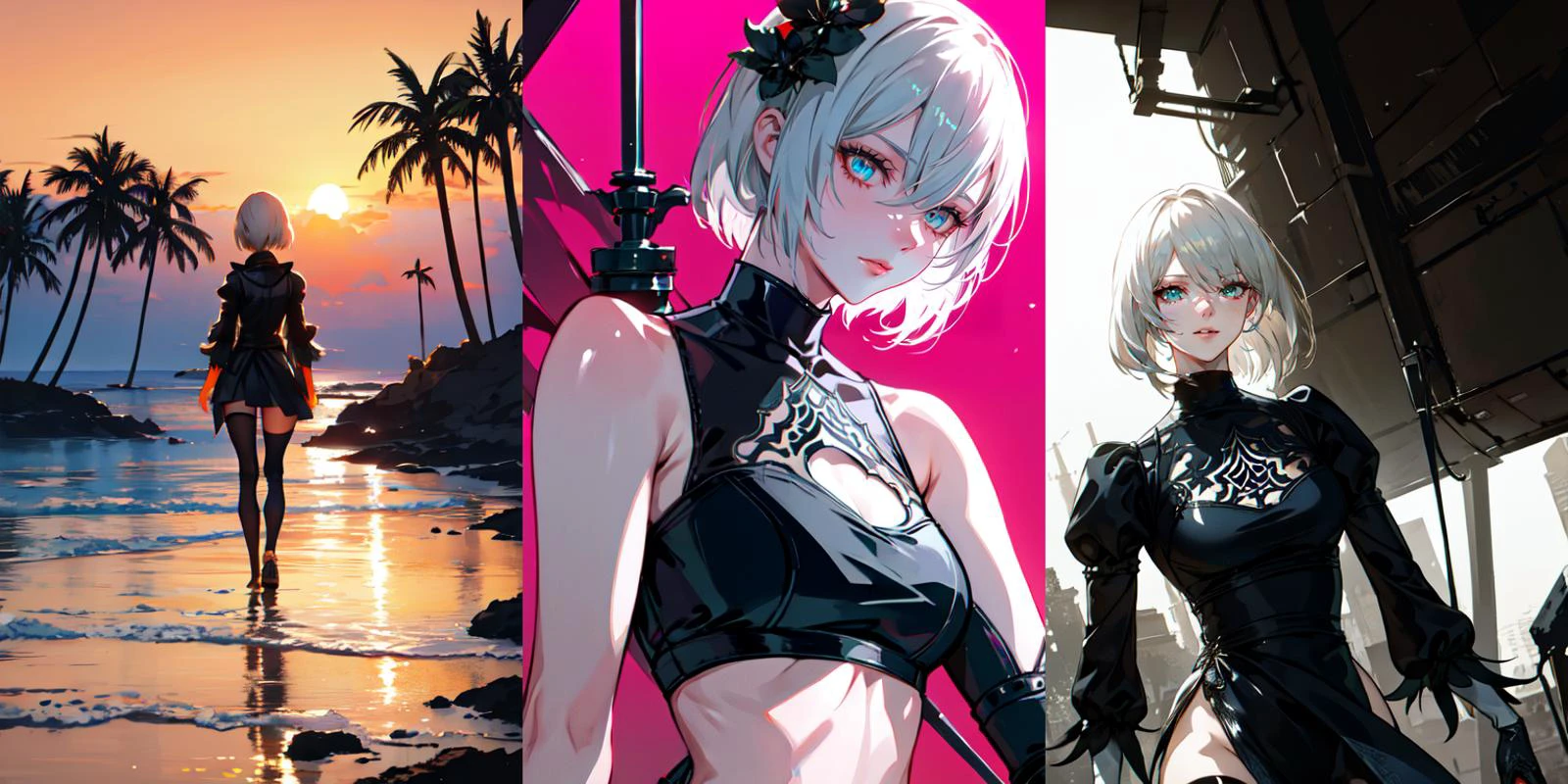 (otherworldly), highly insanely detailed, masterpiece, top quality, best quality, highres, 4k, 8k, RAW photo, (very aesthetic, beautiful and aesthetic), __lazy-wildcards/cosplay-char/Nier/2b/main__,
<lora:2bnier-10:0.7>,
(1girl, solo:1.6),
BREAK
__lazy-wildcards/dataset/background__, (fantasy world)âââ