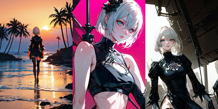 (otherworldly), highly insanely detailed, masterpiece, top quality, best quality, highres, 4k, 8k, RAW photo, (very aesthetic, beautiful and aesthetic), __lazy-wildcards/cosplay-char/Nier/2b/main__, 
<lora:2bnier-10:0.7>, 
(1girl, solo:1.6), 
BREAK
__lazy-wildcards/dataset/background__, (fantasy world)âââ