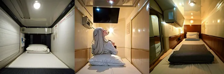 (otherworldly), highly insanely detailed, masterpiece, top quality, best quality, highres, 4k, 8k, RAW photo, (very aesthetic, beautiful and aesthetic),
Capsule hotel, television, pillow, indoors, scenery, bed, glasses,
<lora:Capsule_hotel_inside_SD15_V1:1>,
1girl, solo,
a beautiful elvish girl,
__lazy-wildcards/dataset/background-color__,âââ