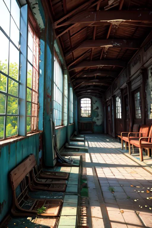 highly insanely detailed, masterpiece, top quality, best quality, highres, 4k, 8k, RAW photo, (very aesthetic, beautiful and aesthetic), abandoned train station,Subway,Metro,window,carriage,urban exploration,peeling paint,ruins,abandoned,no humans,debris,
Engineer,
<lora:Engineer:0.5>,
1girl, solo,
architecture,bridge,east asian architecture,lantern,letterboxed,pagoda,tower,torii,tower,watercraft,âââ
