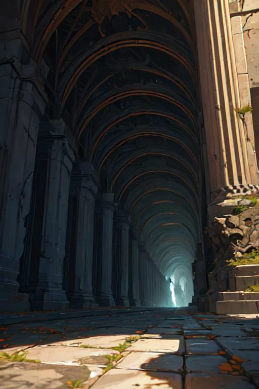 (otherworldly), highly insanely detailed, masterpiece, top quality, best quality, highres, 4k, 8k, RAW photo, (very aesthetic, beautiful and aesthetic),
<lora:ttfantasy:0.8>,
ttfantasy outdoors, stone statue,
1girl, solo,
underground,Underground Car Parking,road,concrete,parking,
black and orange background,iridescent blue background ,âââ