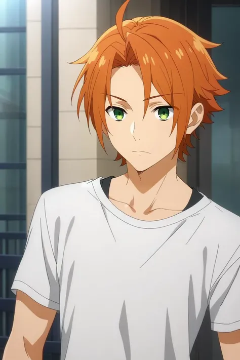 score_9, score_8_up, score_7_up, source_anime, rating_safe, , anime screencap, anime coloring, official style, , , , 1boy, solo, male focus, <lora:kouichi_shindou_pony:0.76>, kouichi_shindou, orange hair, green eyes, ahoge, short hair, bangs, parted bangs, crew neck t-shirt,, fantasy, , <lora:sdxl_lightning_8step_lora:1>