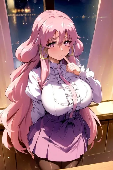 (Night:1.7), Japan, Tokyo, CityView, Before Window, at school,
Standing at attention,black_pantyhose,
long_sleeves,white shirt,
<lora:Cattleya_Familiar_Zero-KK77-V1:0.7>,Purple_Long_Skirt,
pink_hair,long_hair,frills,pink_eyes,hair_tubes,
1 girl, 20yo,mature female,Beautiful Finger,Beautiful long legs,Beautiful body,Beautiful Nose,Beautiful character design, perfect eyes, perfect face,
looking at viewer, in the center of the image,
NSFW,official art,extremely detailed CG unity 8k wallpaper, perfect lighting,Colorful, Bright_Front_face_Lighting,
(masterpiece:1.0),(best_quality:1.0), ultra high res,4K,ultra-detailed,
photography, 8K, HDR, highres, absurdres:1.2, Kodak portra 400, film grain, blurry background, bokeh:1.2, lens flare, (vibrant_color:1.2)
(Beautiful,large_Breasts:1.4), (beautiful_face:1.5),(narrow_waist),