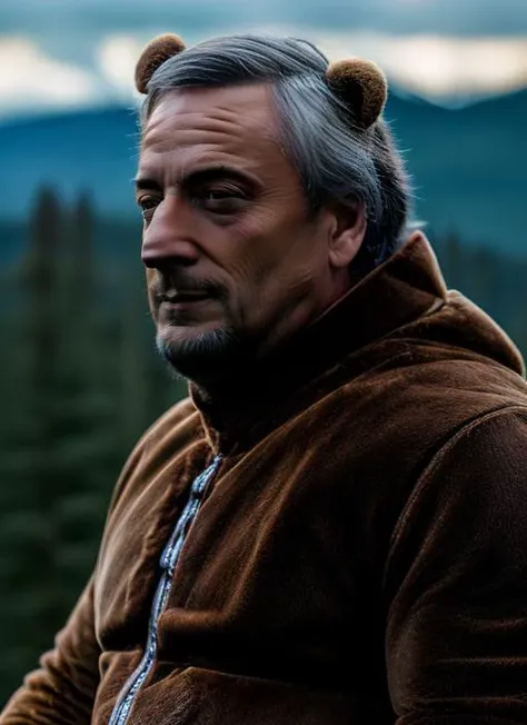 portrait of sks man dressed with ((detailed bear costume:1.1)), (outdoors:1.2), natural lighting, 4k, 8k, 8k realistic, sharp focus, intricate, high resolution, , <lyco:locon_perfecteyes_v1_from_v1_64_32:0.85> <lora:knestor:1>