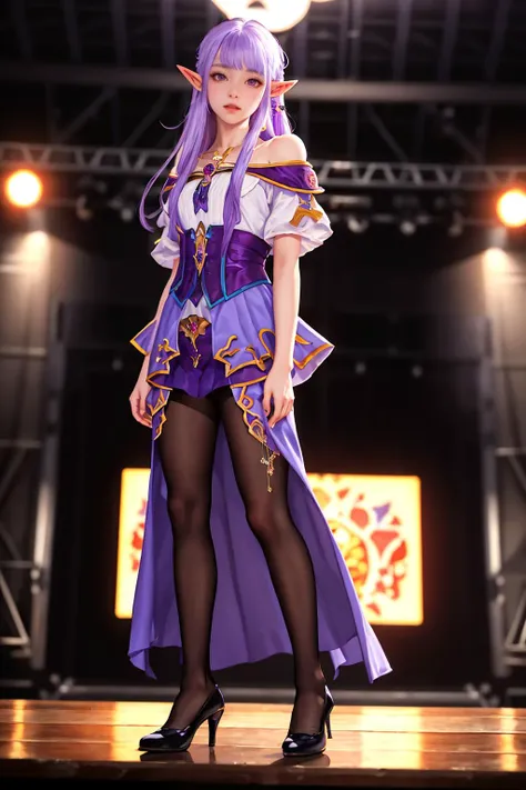 8K,highres,absurdres,masterpiece,best quality,original,extremely detailed CG,extremely detailed wallpaper,perfect lighting,<lyco:GoodHands-beta2:1>,1girl,blurry_background,looking_at_viewer,standing on the stage,
<lora:LunaCCv1:0.7>,luna,pointy ears,long hair,purple hair,brown eyes,
