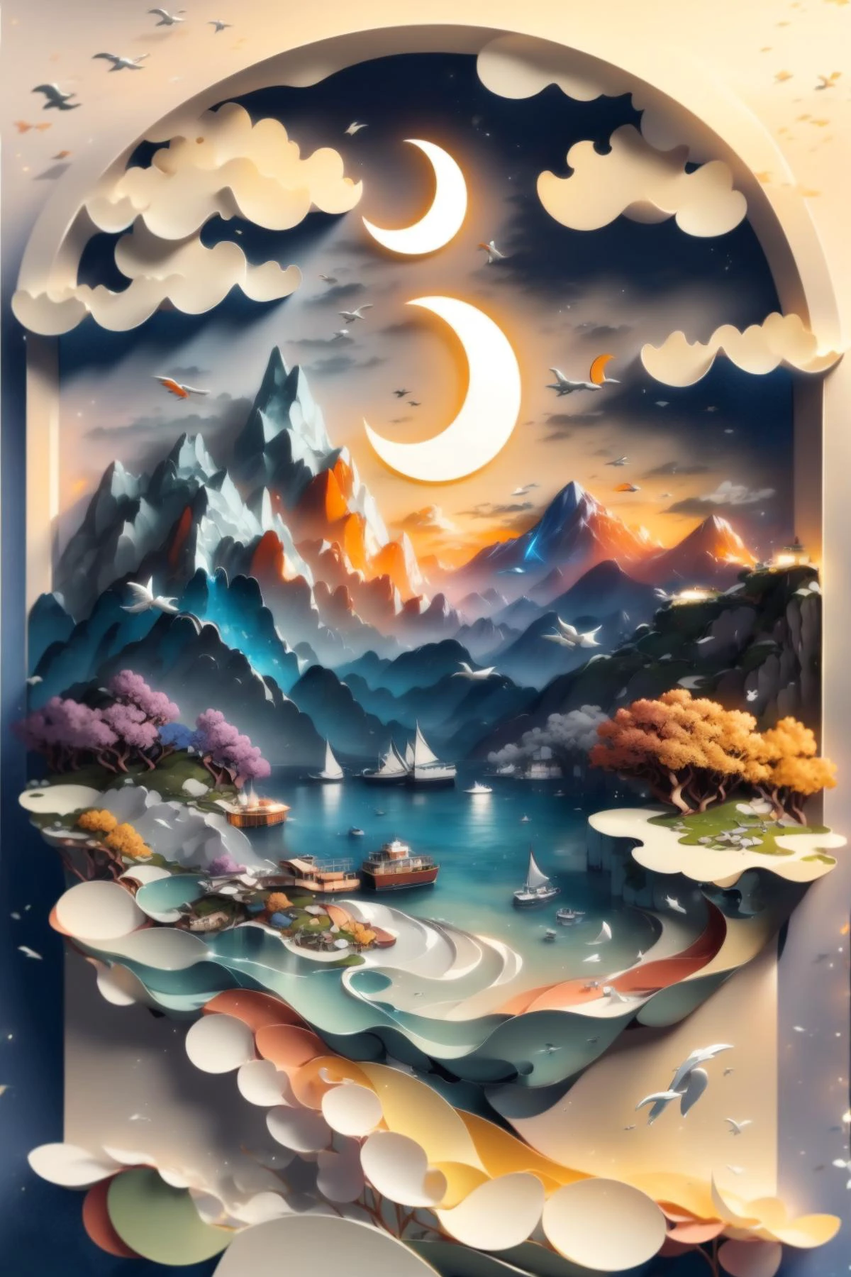 photorealistic,realistic,photography,masterpiece,best quality,ultra-detailed,water,moon,<lora:sc_20230903020735:1>,white theme