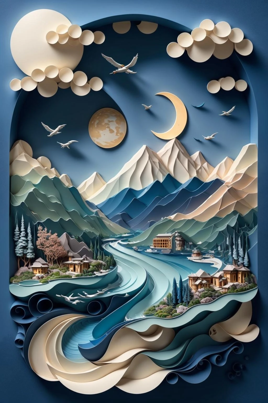 photorealistic,realistic,photography,masterpiece,best quality,ultra-detailed,water,moon,<lora:ç«ä½æç»:1>,blue theme,