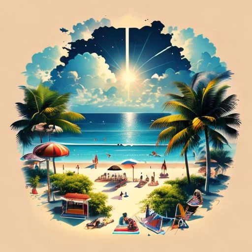 Beach, hectic, busy, circular,
,T shirt design,TshirtDesignAF,
,<lora:TshirtDesign15PasWithTE:1>