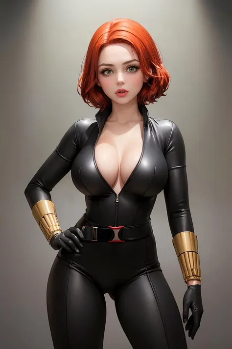 (masterpiece, best quality), 1girl, <lora:blackwidow-nvwls-v1:1> blkwidow, black bodysuit, cleavage, black belt, bracelet, black gloves