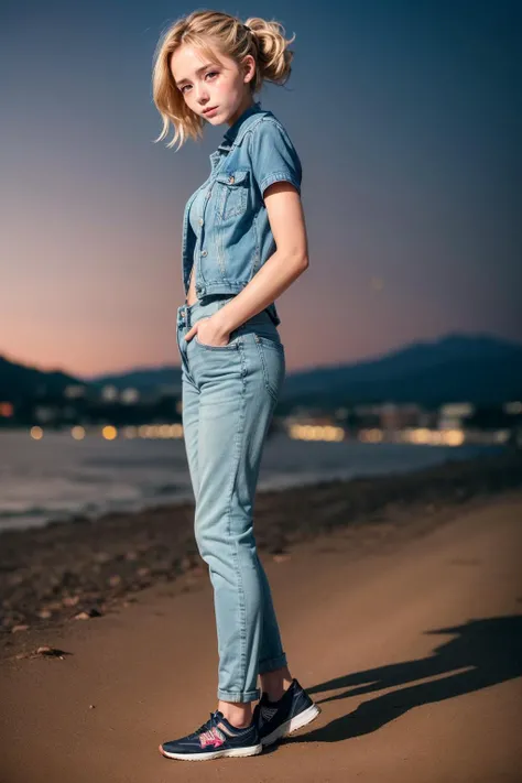 photo of a 18 year old girl,kiernan shipka,<lora:kiernan shipka v1.0:0.5>,standing,cute,happy,looking at viewer,(t-shirt:1.2),(open jacket:1.2),(denim pants:1.2),sneakers,bow ponytail,outdoor,windy,Hoggar Mountains in Algeria,thunderstorm,night,spring,ray tracing,detail shadow,shot on Fujifilm X-T4,85mm f1.2,sharp focus,depth of field,blurry background,bokeh,motion blur,<lora:add_detail:1>,